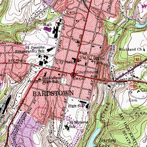 Topographic Map of Bardstown, KY