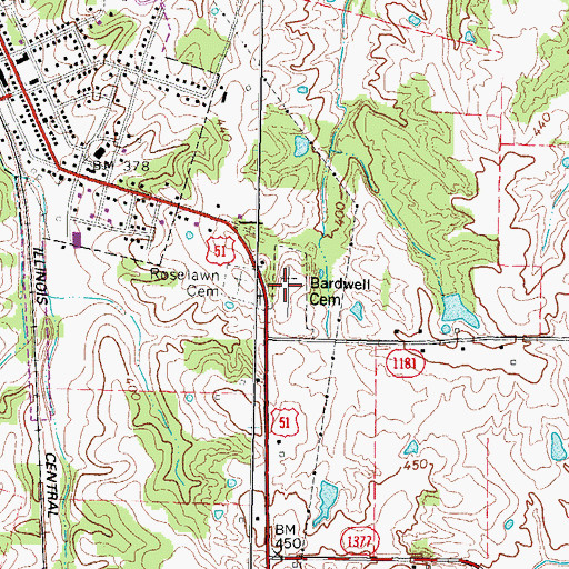 Topographic Map of Bardwell Cemetery, KY