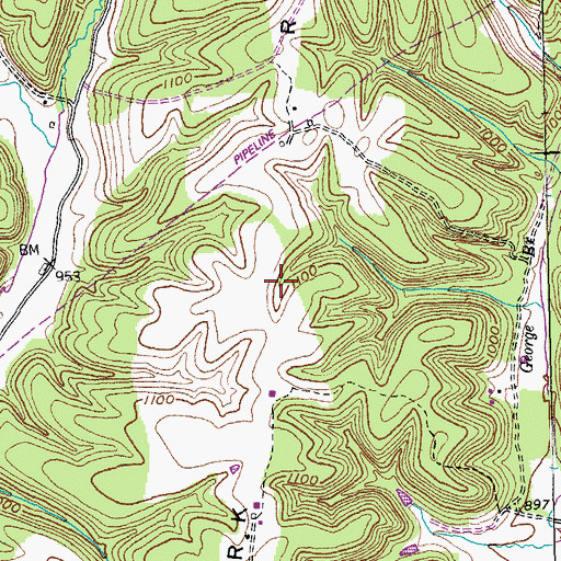 Topographic Map of Bark Ridge, KY