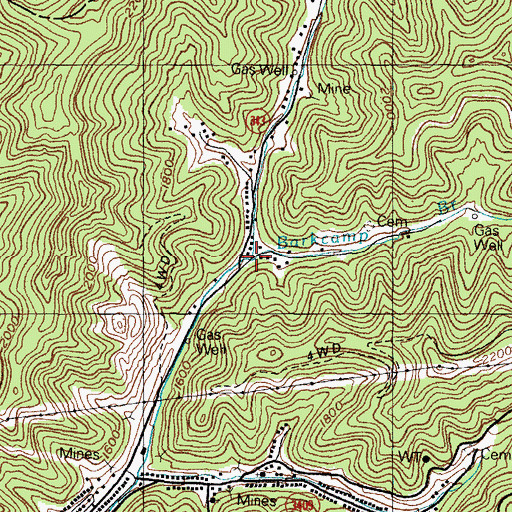 Topographic Map of Barkcamp Branch, KY