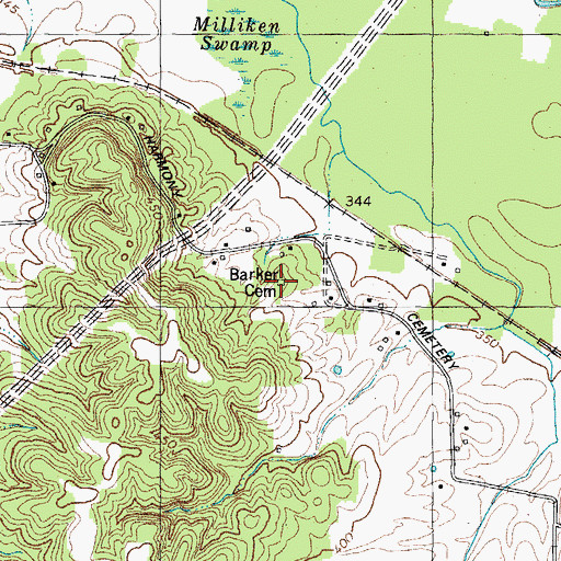 Topographic Map of Barker Cemetery, KY