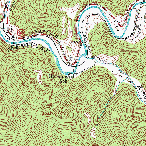 Topographic Map of Barking School, KY