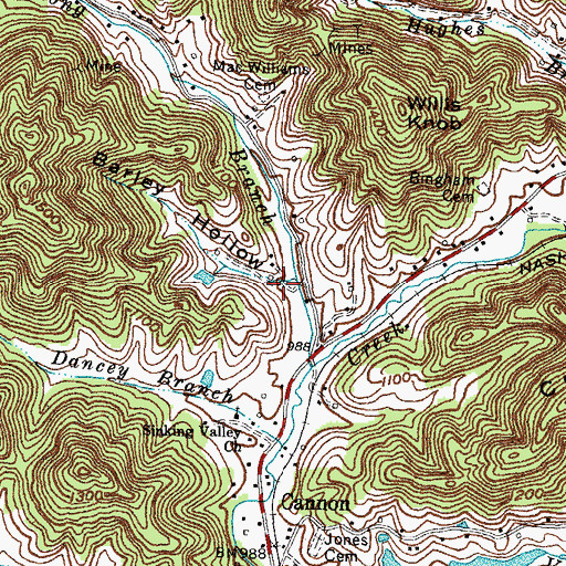 Topographic Map of Barley Hollow, KY