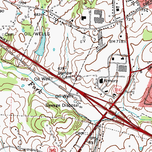 Topographic Map of Barlow Cemetery, KY