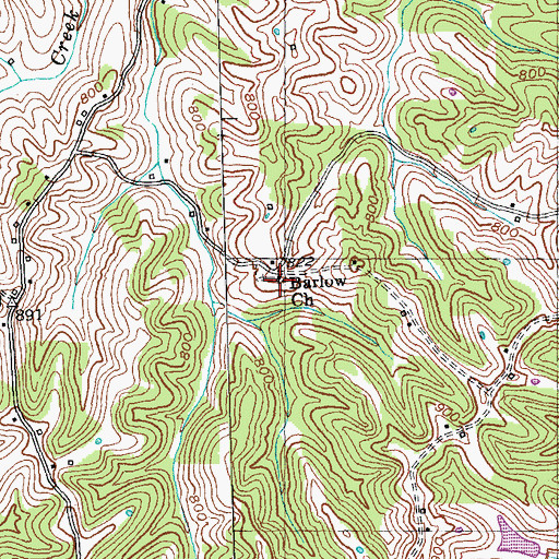 Topographic Map of Barlow Church, KY