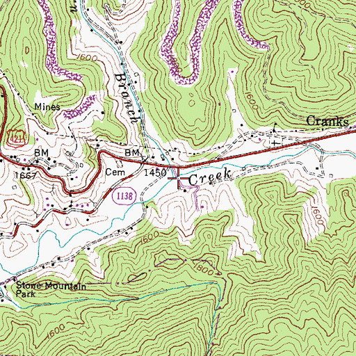 Topographic Map of Barn Branch, KY