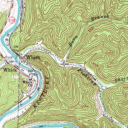 Topographic Map of Barn Branch, KY
