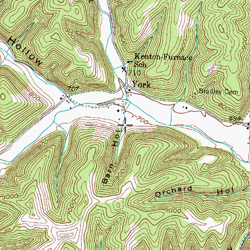 Topographic Map of Barn Hollow, KY