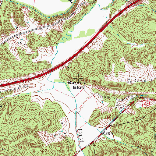 Topographic Map of Barnes Bluff, KY