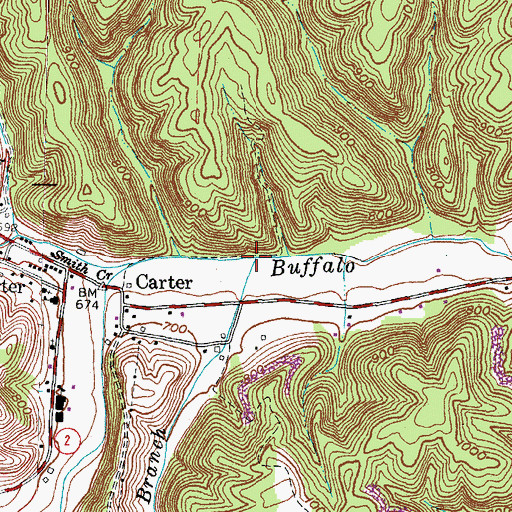 Topographic Map of Barnes Branch, KY