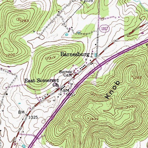 Topographic Map of Barnes Cemetery, KY
