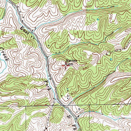 Topographic Map of Barnes Cemetery, KY