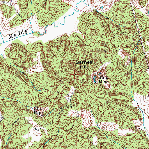 Topographic Map of Barnes Hill, KY