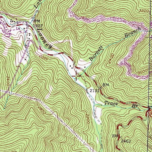 Topographic Map of Barnett Branch, KY