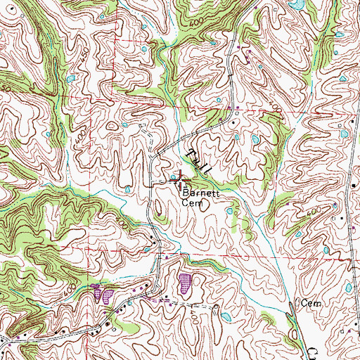 Topographic Map of Barnett Cemetery, KY