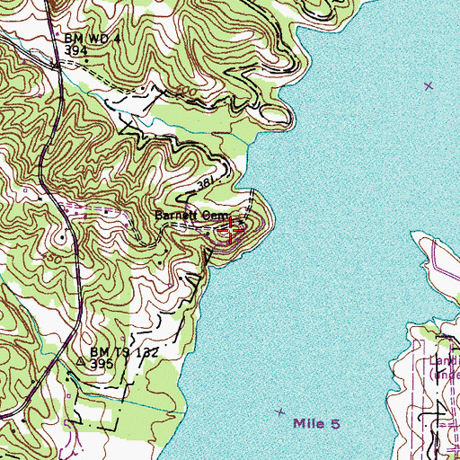 Topographic Map of Barnett Cemetery, KY