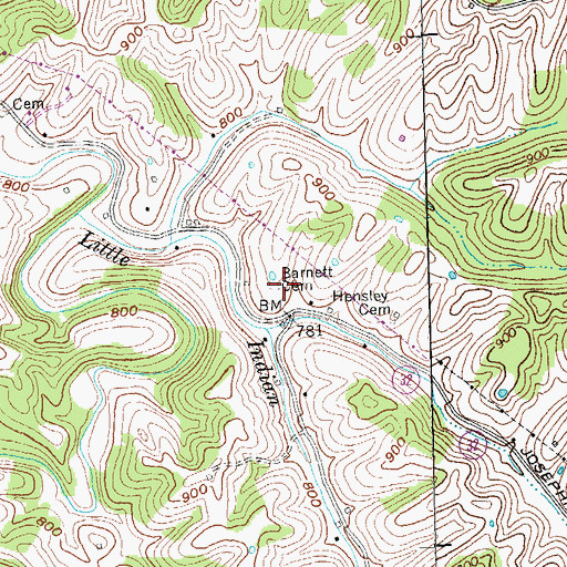 Topographic Map of Barnett Cemetery, KY