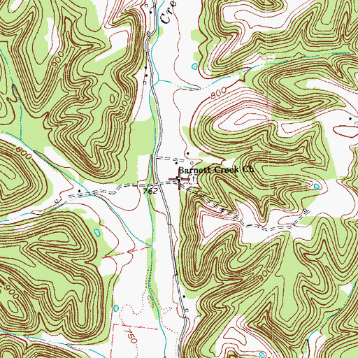 Topographic Map of Barnett Creek Church, KY