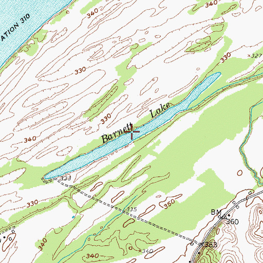 Topographic Map of Barnett Lake, KY
