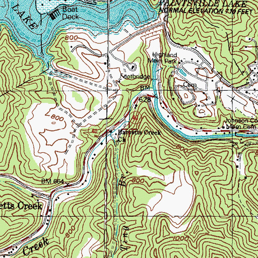 Topographic Map of Barnetts United Baptist Church, KY