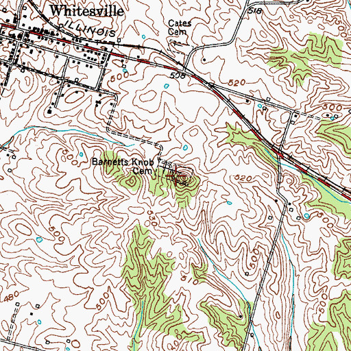 Topographic Map of Barnetts Knob Cemetery, KY