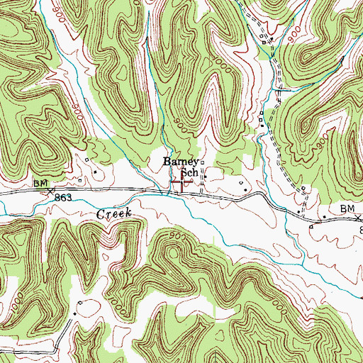 Topographic Map of Barney School (historical), KY
