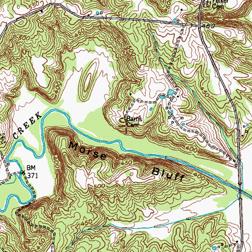 Topographic Map of Barns Cemetery, KY