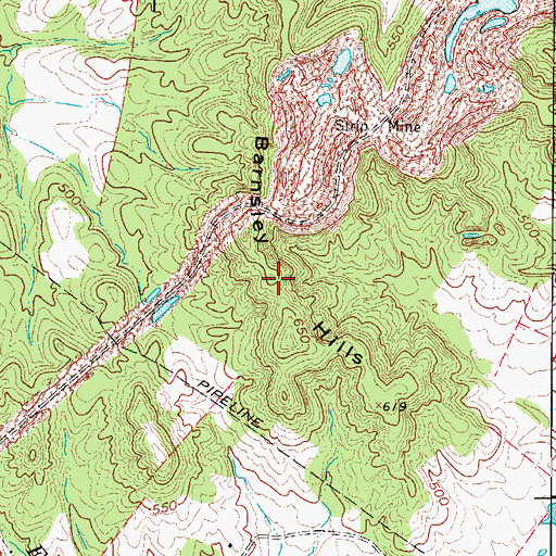 Topographic Map of Barnsley Hills, KY