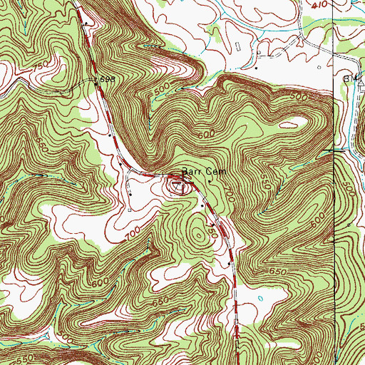 Topographic Map of Barr Cemetery, KY