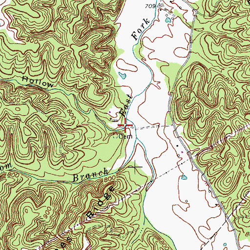Topographic Map of Barren Hollow, KY