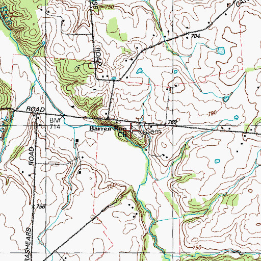 Topographic Map of Barren Run Baptist Church, KY