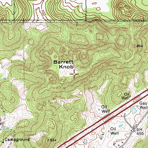 Topographic Map of Barrett Knob, KY