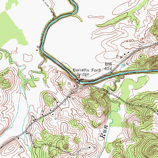 Topographic Map of Barretts Ford Bridge, KY