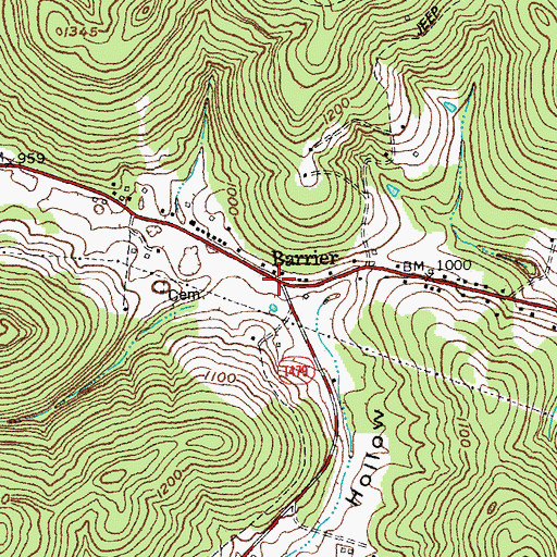 Topographic Map of Barrier, KY