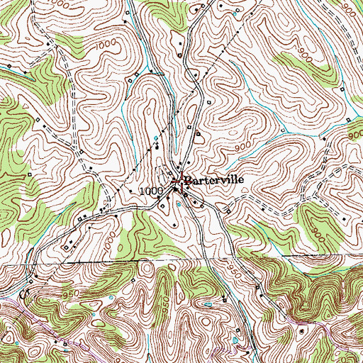 Topographic Map of Barterville, KY