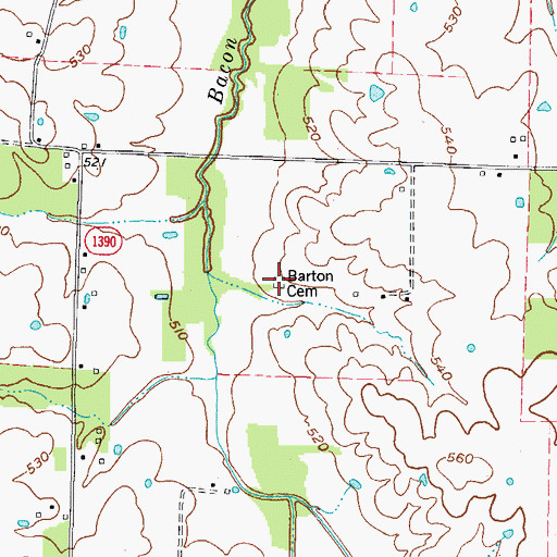 Topographic Map of Barton Cemetery, KY