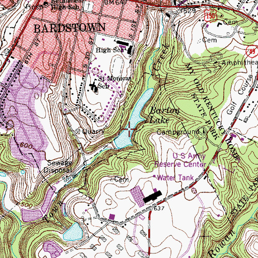 Topographic Map of Barton Lake, KY