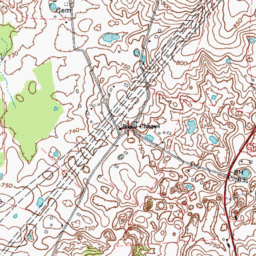 Topographic Map of Basil Chapel, KY