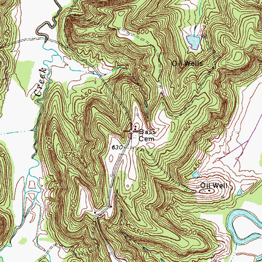 Topographic Map of Bass Cemetery, KY