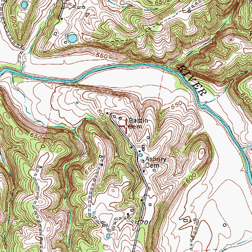 Topographic Map of Bastin Cemetery, KY