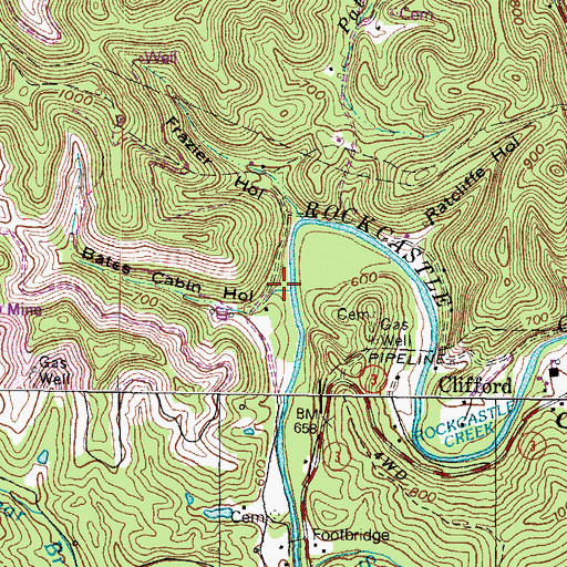 Topographic Map of Bates Cabin Hollow, KY
