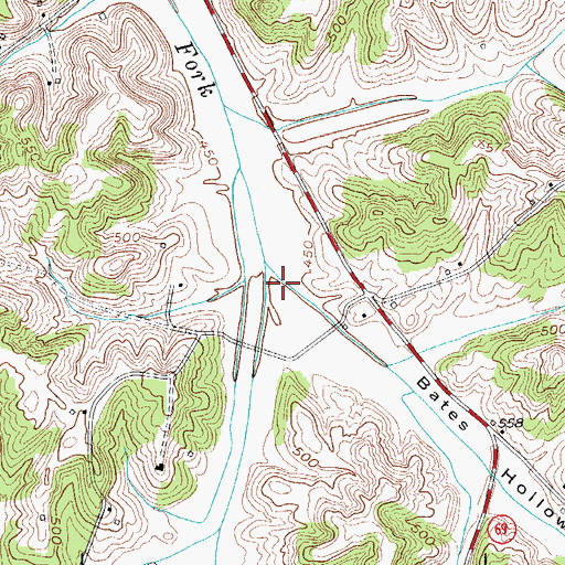 Topographic Map of Bates Hollow, KY