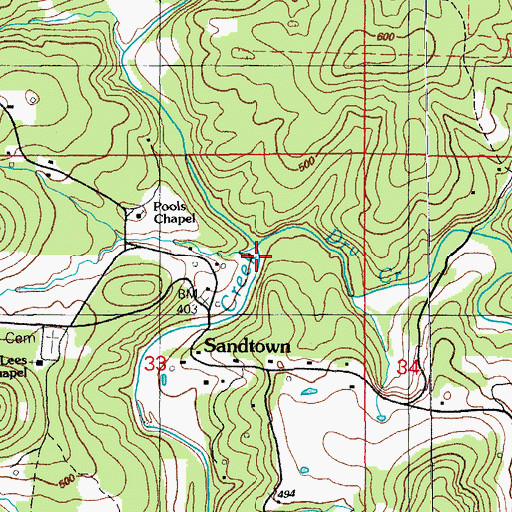 Topographic Map of Dry Creek, AR