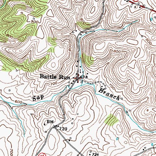 Topographic Map of Battle Run, KY