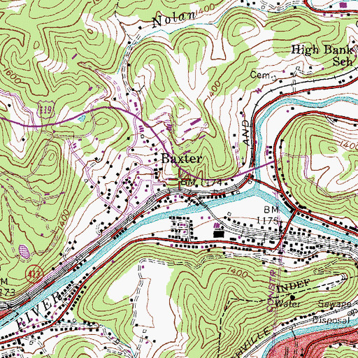 Topographic Map of Baxter, KY
