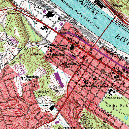 Topographic Map of Bayless School, KY
