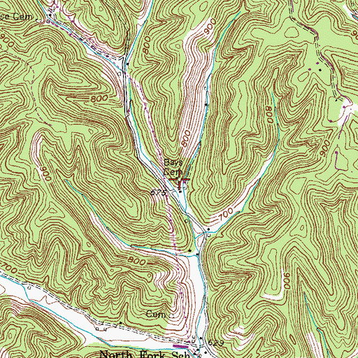 Topographic Map of Bays Cemetery, KY