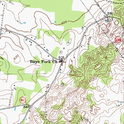 Topographic Map of Bays Fork Church, KY