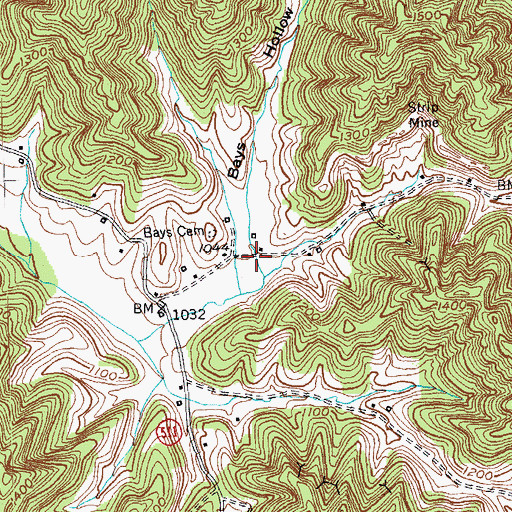 Topographic Map of Bays Hollow, KY