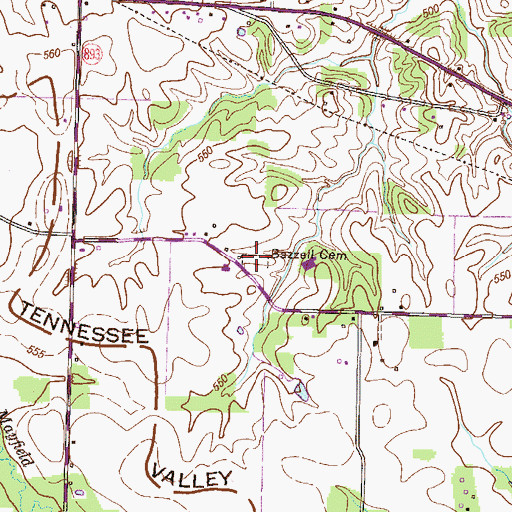 Topographic Map of Bazzell Cemetery, KY